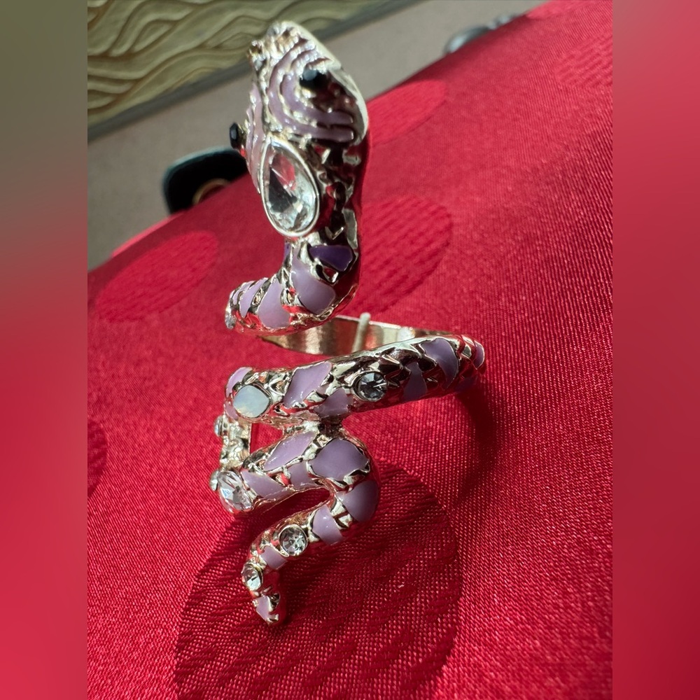 Silver and Purple Snake Ring